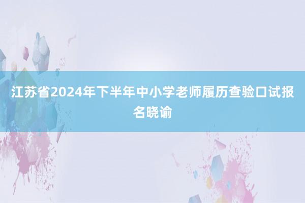 江苏省2024年下半年中小学老师履历查验口试报名晓谕